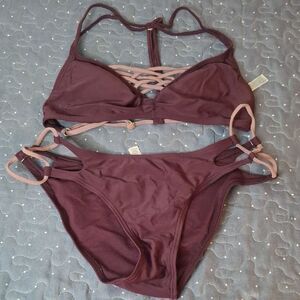 Damsel Purple Bikini Set with Strappy Details size XL